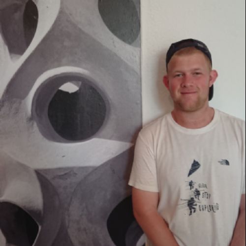Tom in the Joan Miro museum